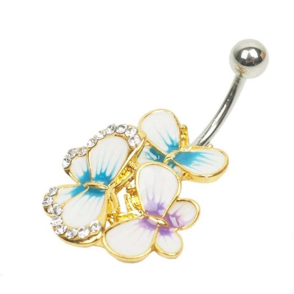 

fashion vision 3 color butterfly crystal stainless steel lip body piercing rings stud piercing tragus body jewelry hbod00005 tdi6y, Silver