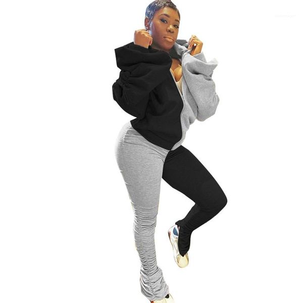 

backless stacked womens clothes fashion panelled hooded womens two piece pants casual hollow out womens tracksuits, White