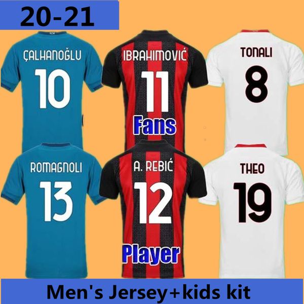 

thai ac 20 21 new soccer jerseys 2020 2021 ibrahimovic piatek milan football shirt paqueta suso higuain calhanoglu caldara men jerseys, Black