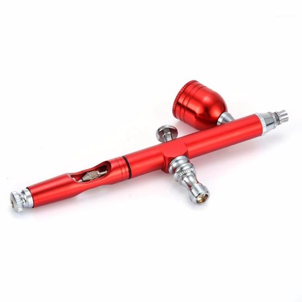 

airbrush tool dual action gravity feed 0.3mm nozzle spray airbrush nail art paint tattoo tool with wrench straw red1
