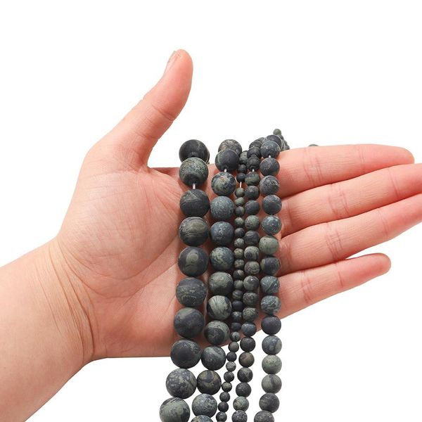 

1strand lot 4 6 8 10mm matte dark green turquoises green eye stone round loose spacer bead for bracelet jewelry makings supplies h jllsys