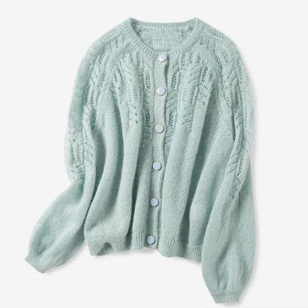 

women hollow out o-neck knitted cardigan single-breasted thin knitted sweater knitwear jacket coat fashion 201202, White;black