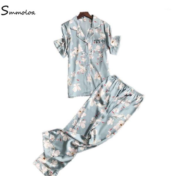 

smmoloa 2019 new short sleeve+long pants women pijama1, Black;red