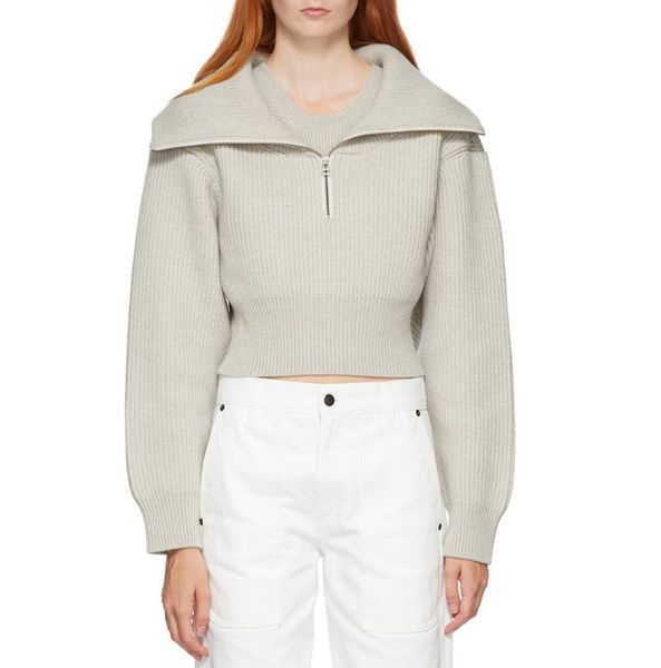 

women's sweaters sweater big lapel diamond zipper silhouette short knit women thick warm fake two, White;black