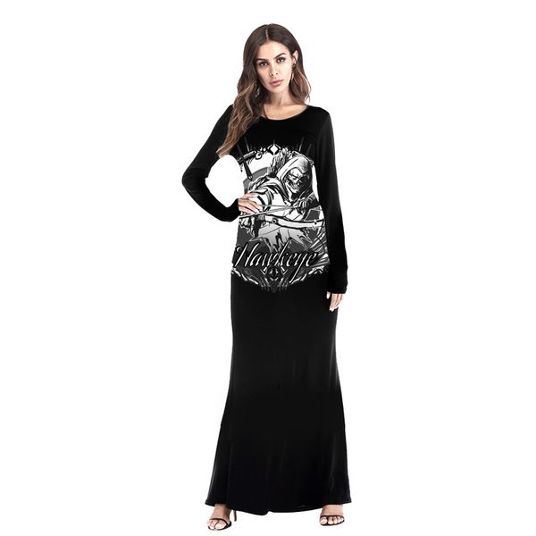 

selling autumn / winter 2020 new christmas halloween horror print long sleeve dress, Black;gray