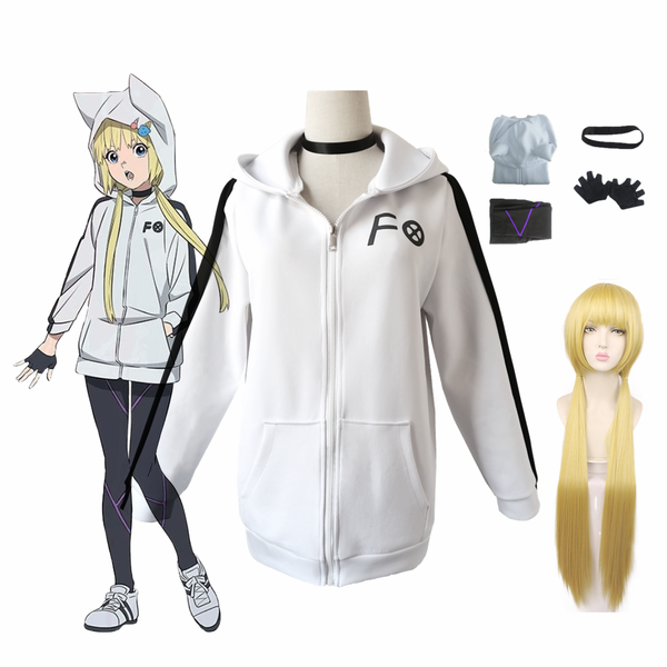 

anime costumes anime manga cosplay kemono jihen kon costume zipper hooded hoodies with wig, Black