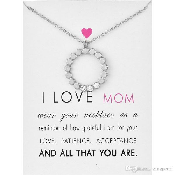 

with i love mom circle pendant choker card gold silver cz chain necklaces women fashion jewelry for mother 's day gift
