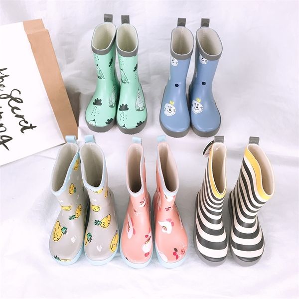 

celveroso rain boots kids girl cute cartoon printed children' rubber boots kalosze dla dzieci waterproof baby water shoes y200104, Black;grey