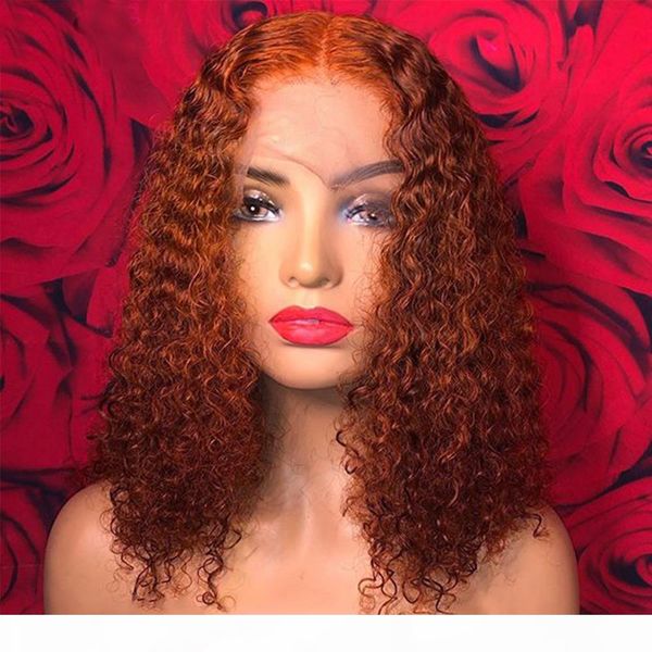 

orange human hair wig ginger colored human hair wigs curly deep part lace front human hair wigs brazilian preplucked lace wig, Black