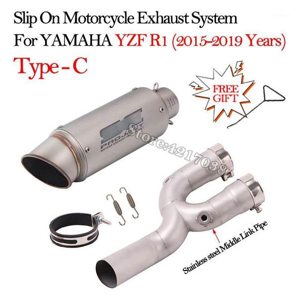 

slip on motorcycle exhaust pipe system modified escape moto stainless steel middle link pipe for yzf r1 2015-2019 years1