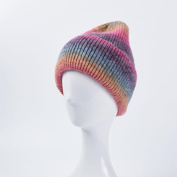 

beanies japanese style tie dye winter cap men handsome woolen rainbow knitted hat streetwear women hip hop keep warm bonnets