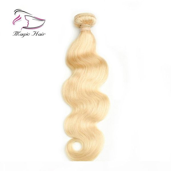 

evermagic 613#blond 3pieces bundles with 1piece closure brazilian hair weave body wave human hair extension 8-22inches, Black