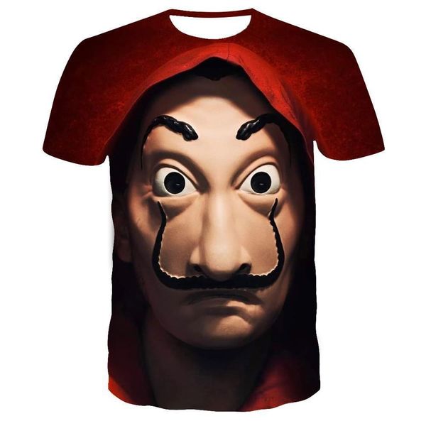 

male t shirt funny design la casa de papel t shirt men 3d printed men short sleeve house of paper t-shirt, White;black