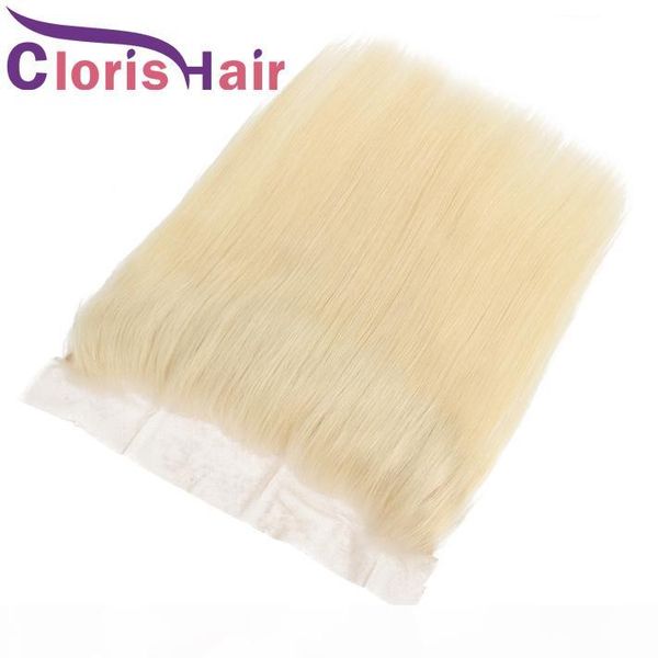 

blonde silk straight full frontals closure brazilian virgin human hair platinum blonde 13x4 lace frontal closure pre plucked 613 closure, Black;brown