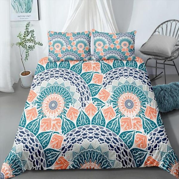 

bedding sets 2/3 pcs bohemian set  size mandala printed duvet cover with pillowcases full king bed bedline