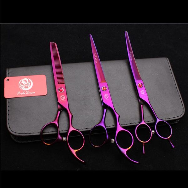 

hair scissors 7" 19.5cm japan violet purple dragon grooming-for-dogs straight cutting shears thinning pets clipper add bag z3002