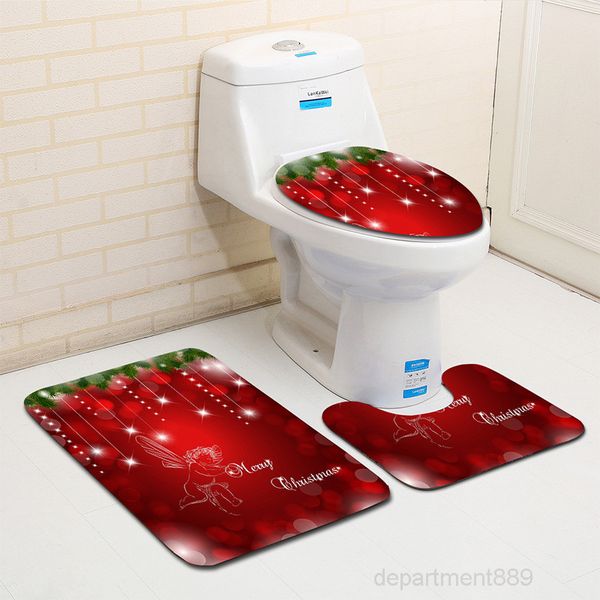 

eco friendly 3 pcs seat christmas anti-slip bath mats washable cover bathroom accessories toilet mat set