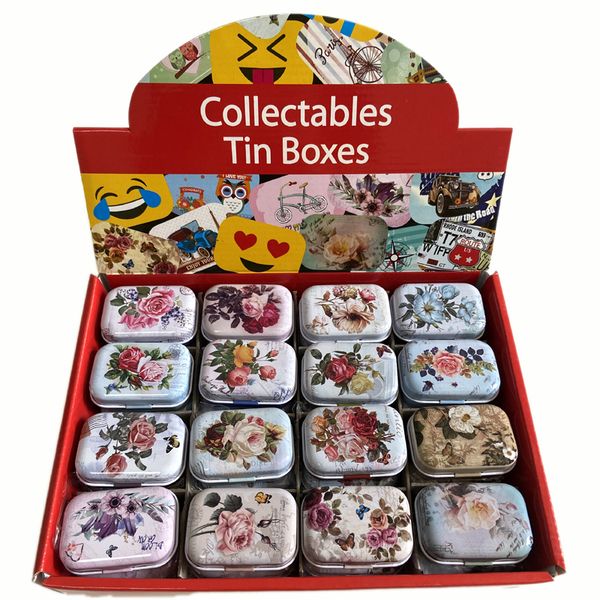 

32pcs/lot vintage cartoon tin box 5.5*3.8*2.4cm candy pill chutty mini storage house decoration collectables display n1901 q1201