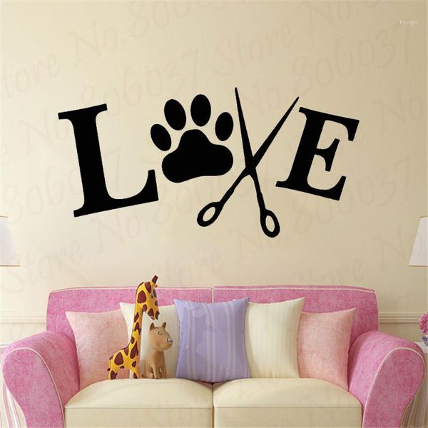 

wall stickers dog groomer love sticker grooming salon decal poster wl10231