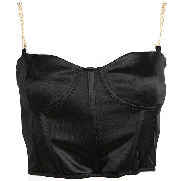 

2021 new summer very satin corset like female chain shoulder straps dazzle thin tissue rayon tank 6sx3, White