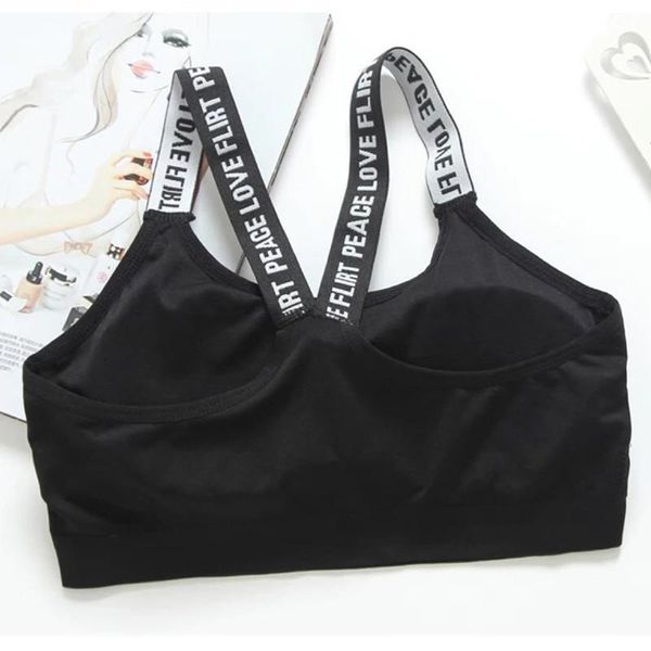 

beauty back crop women cross letter print bra summer modal strapless vest sports casual black y-type tank top, White
