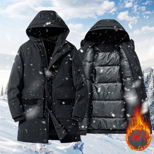 

2021 new men jacket warm white down mens coat hooded casual thick fashion men's winter parka windbreaker 92y8, Black