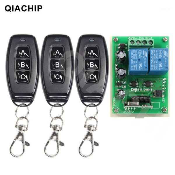 

qiachip 433mhz wireless rf switch dc 12v 2ch relay receiver module + 433 mhz remote control for dc motor gate garage controller1