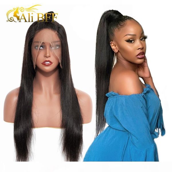

ali bff 360 lace frontal wig lace front human hair brazilian deep part wigs 360 frontal human hair wigs 180% density, Black;brown