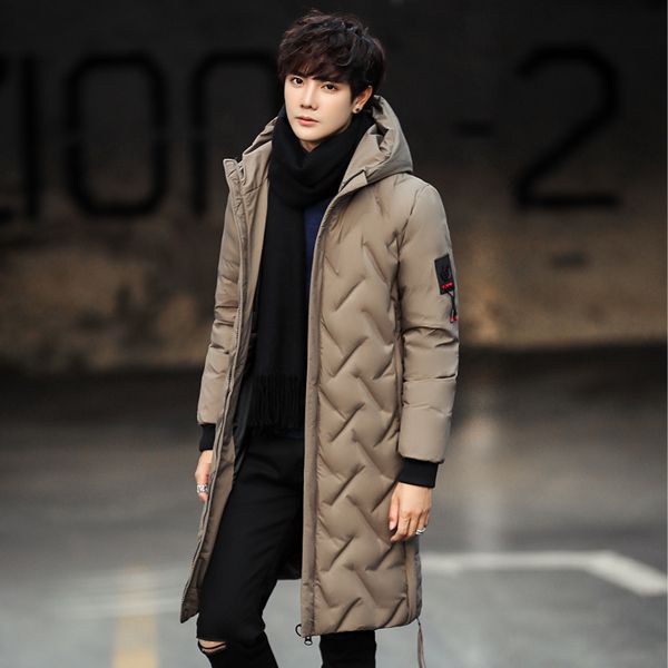 

mens winter coats and jackets thickened inner down cotton korean men lengthen parkas plus size waterproof upset duck down y1112, Black