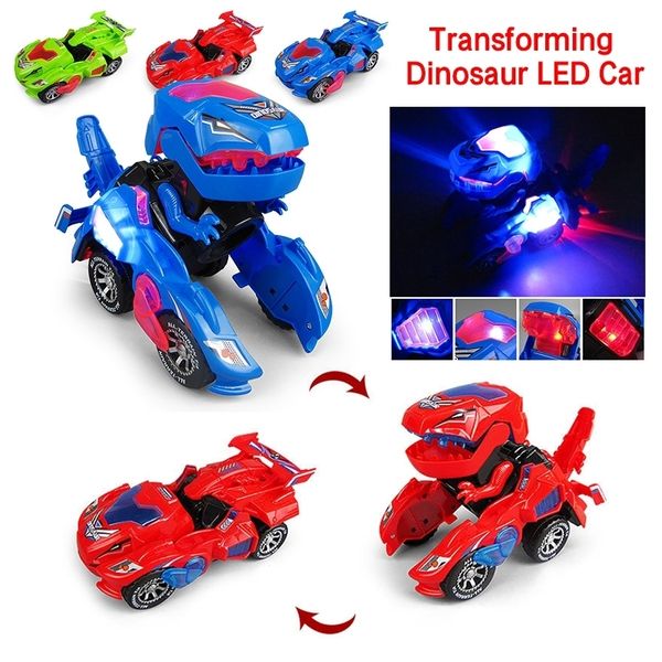 Vendita calda Deformazione tirannosauro elettronico giocattolo dinosauro universale cambio ruota robot auto con suono leggero regalo per bambini 201202