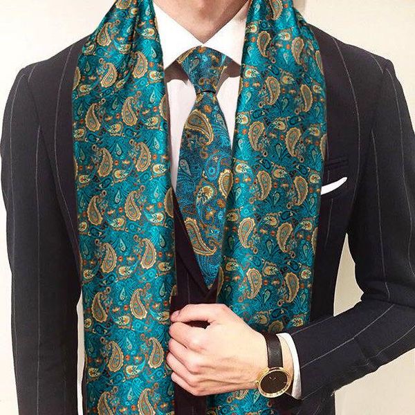 

new fashion men scarf green jacquard paisley 100% silk scarf tie autumn winter casual business suit shirt set, Blue;gray