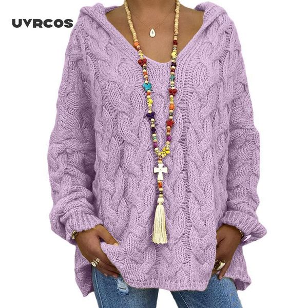 

uvrcos women's sweater loose pullover knit hooded women's sweater 2020 autumn and winter fashion, White;black