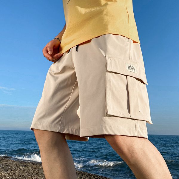 

k528-8 tooling shorts korean fashion men's casual loose capris, White;black