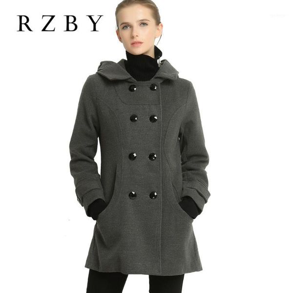 

2020 women winter wool coat 4xl double breasted women's winter trench coat ladies autumn casual elegant overcoat rzby0051, Black