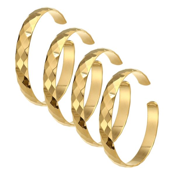 

4pcs ethiopian jewelry gold color cuff bracelet for women bride bangles, White