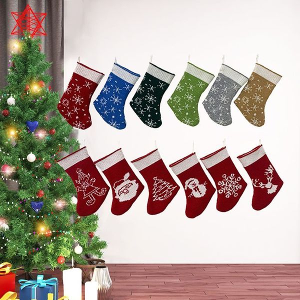 

christmas stockings sock xmas tree hanging ornament snowflake santa claus snowman candy gift bag