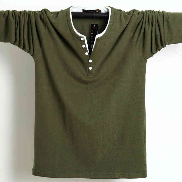 

2021 autumn men t shirt button big all cotton long sleeve shirts size casual -shirt solid 5xl 6xl fit ee op male, Black