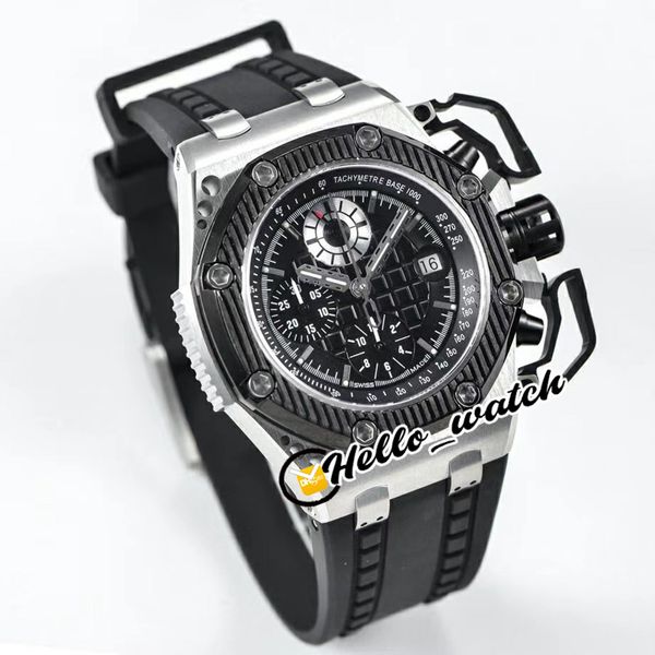 

jff new 44mm 316l steel cnc process eta a7750 26165 automatic chronograph mens watch black dial satch rubber strap watches hello_watch, Slivery;brown