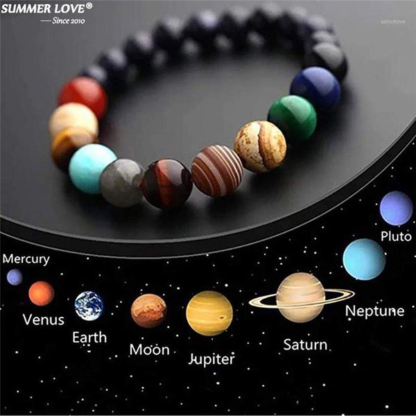 

jewelry bracelet stone 5mm 8mm 10mm big small adjustable elastic rope planet beads beaded bracelets for women men accessories1, Black