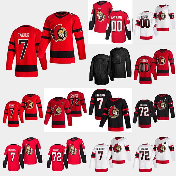 

custom ottawa senators jersey 7 brady tkachuk 72 thomas chabot 30 matt murray any name any number hockey jerseys, Black;red