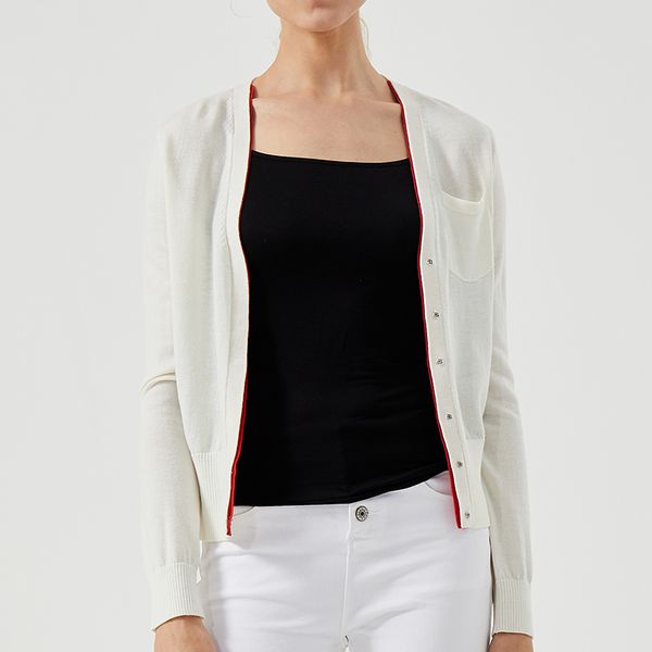 

контрастный кардиган из шерсти женской шерсти, White;black