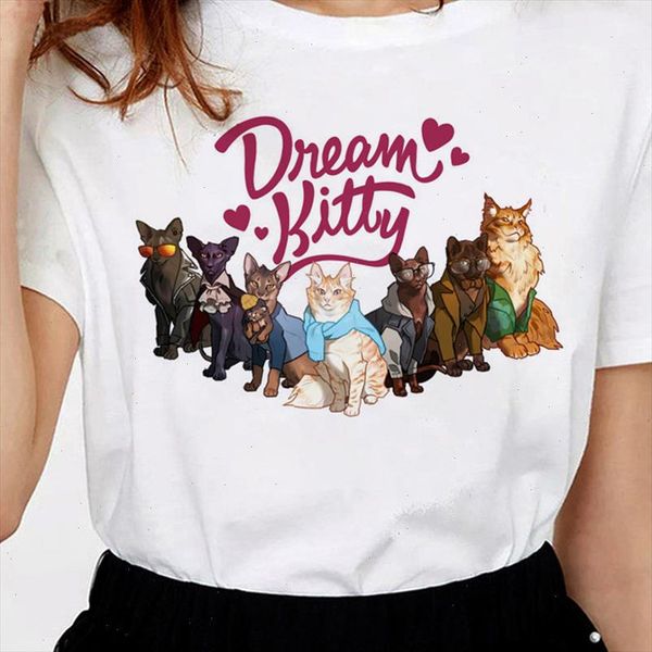 

cat women t shirt female gothic graphic casual tee funny tee women ullzang aesthetic graphic tshirt 90s fashion tees, White