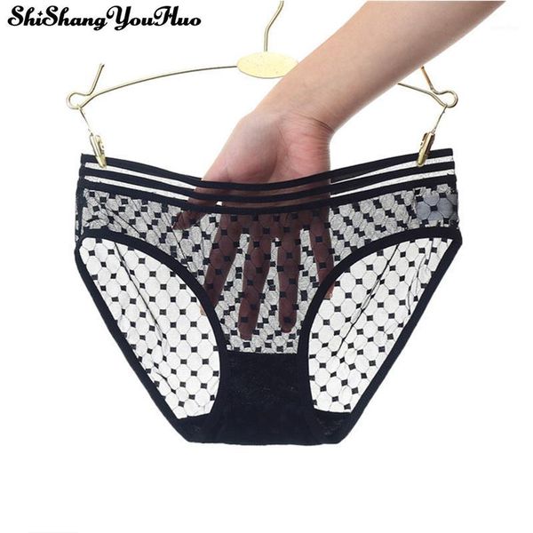 

2020 new women seamless briefs ultra-thin transparent flower embroidered patterned underwear cotton lace panties 33181, Black;pink