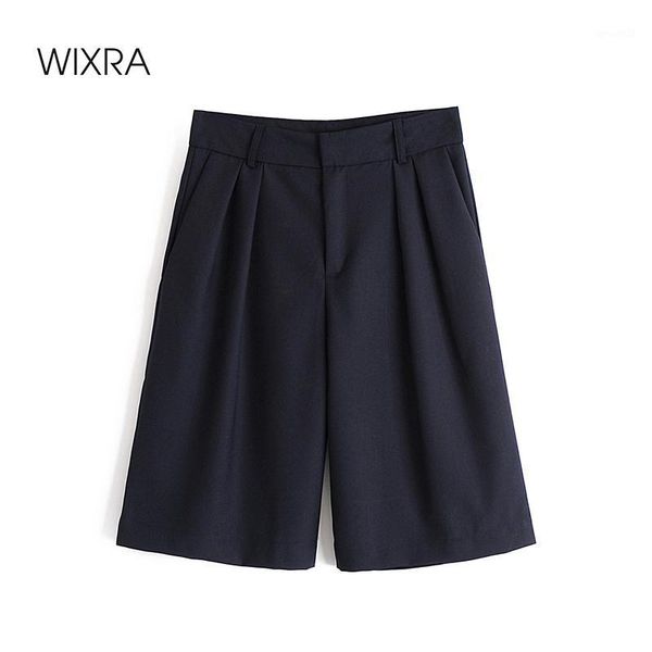 

women's pants & capris wixra women solid straight knee-length loose zippers high waist casual streetwear street summer navy pants1, Black;white