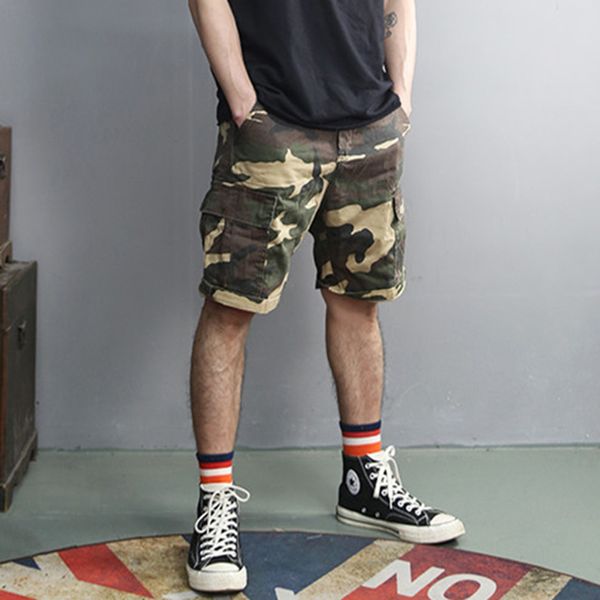 

2021 the new washed back camouflage new fashions casual thin men metrosexual will see european-style army shorts k856 n0px, White;black