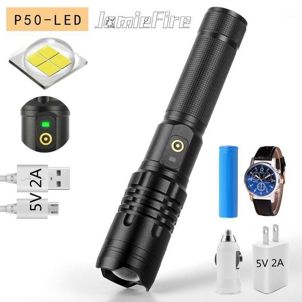 

flashlights torches led rechargeable lamp xhp70 powerful waterproof zoomable usb 18650 battery zoom camp torch light power bank1