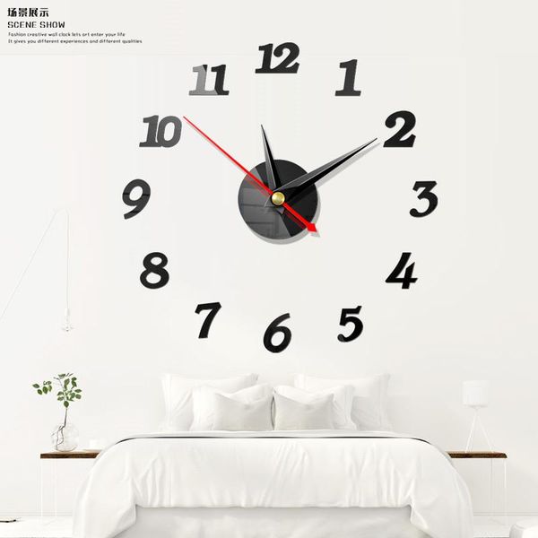 

2020 3d wall clock arabic digital wall sticker diy modern design home decoration