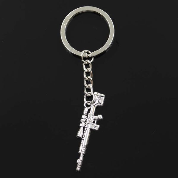 

fashion keychain 8x42mm sniper rifle gun silver color pendants diy men jewelry car key chain ring holder souvenir for gift