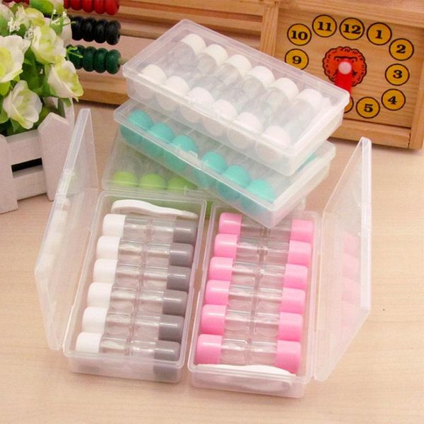

6pas rgp contact lens case easy take travel kit симпатичные линзы держатель box holder protable хранение контейнер для контактных объективов, White;black