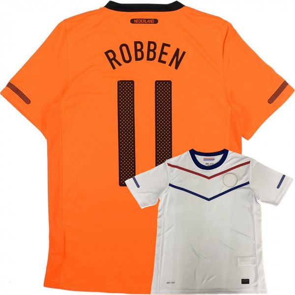 

retro classic 2010 netherlands soccer jerseys home away robben van der vaart kuyt sneijder v.persie retro football shirt, Black;yellow